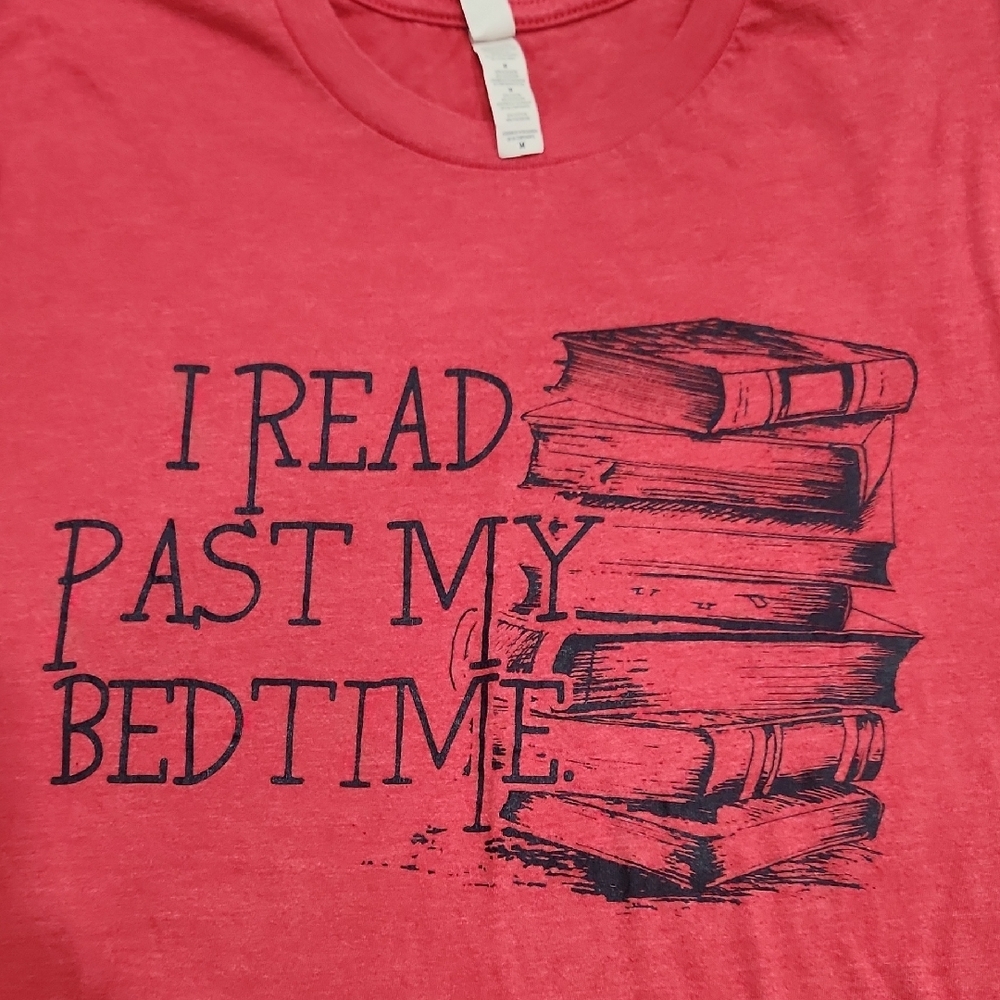 Red Graphic T-Shirt with Book Design - Picture 3 of 7